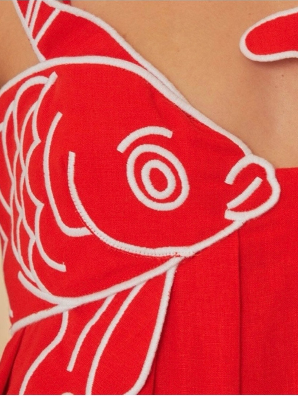 FARM Rio Red Spaghetti-Strap Maxi Dress with Fish Embroidery - Picture 3 of 5